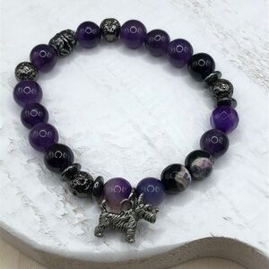 Handcrafted stone/gemstone small dog terrier breed charm bracelet.